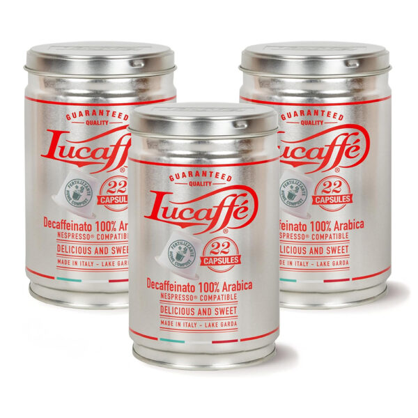 Lucaffè Decaffeinato 100% Arabica barattolo 22 capsule - 3 pezzi